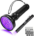 2-in-1 UV Flashlight Set: 100 LED 395nm Black Light for Pet Urine, Bed Bugs, Dust & Invisible Stains| 3W 365nm Mini UV Penlight for Precision Detection
