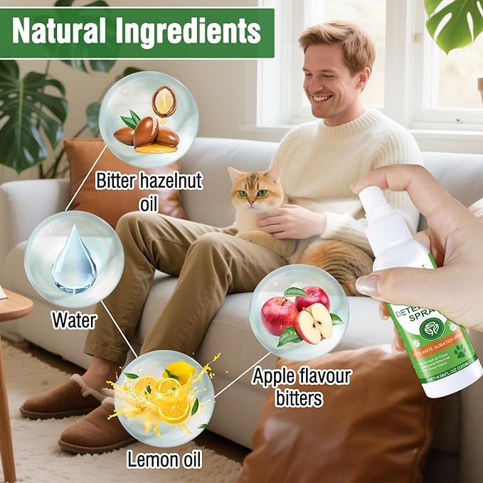 MUNCHI Cat Scratch Deterrent Spray – Natural Indoor & Outdoor Repellent, Furniture Protection, Prevent Scratching, Digging & Chewing