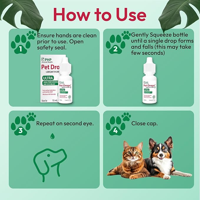 Ultra Lubricant Pet Drops 15 ml - Eye Drops for Cats and Dogs - Moisture Rich Formula, Fast Acting Hydration Dogs Eye Drop for Dry Eyes, Artificial Tears for Extra Dry Eye (U.S Made)
