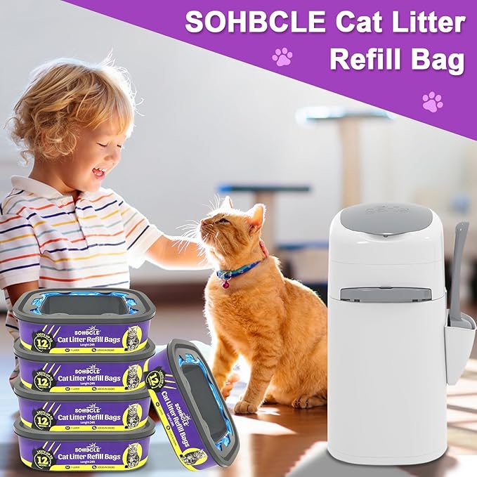 Cat Litter Refill Bags|8-Pack Cartridges Compatible with Genie Cat Litter Refills Standard,Plus and Style Pail | Superior Odor Control (NOT Compatible with XL)