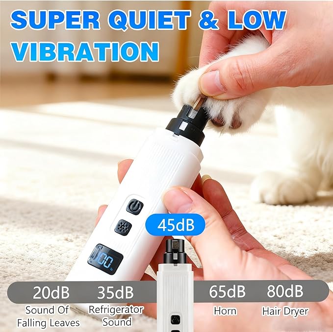 Silent Groom Pro Pet Nail Grinder| Low Noise Quiet Claw Trimmer for Dogs, Cats and Other Animals | Safe & Stress Free Nail Grooming, Ideal for Sensitive Dogs of All Breeds & Sizes (Black)
