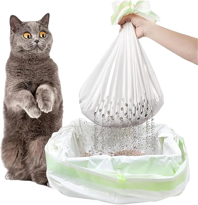7-Piece Set Thickened Cat Litter Bags with Filter Holes, Large Capacity Drawstring Waste Bags(79 x 45.7cm)
