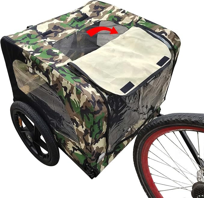 HomVent Dog Bike Trailer - Folding Pet Carrier Wagon with 16 Inch Wheels for Small and Large Dogs