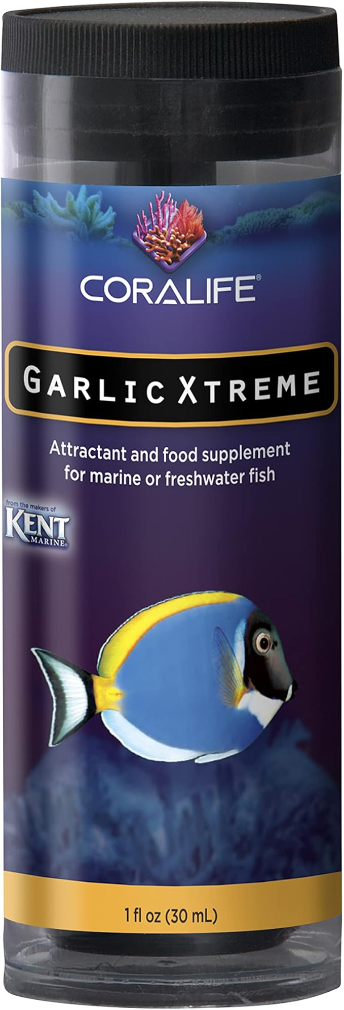 Coralife Fish Tank Aquarium Garlic Xtreme Attractant and Food Supplement for Saltwater Marine or Freshwater Fish, 1 oz