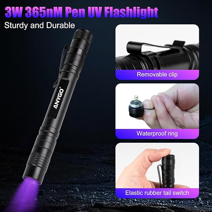 2-in-1 UV Flashlight Set: 100 LED 395nm Black Light for Pet Urine, Bed Bugs, Dust & Invisible Stains| 3W 365nm Mini UV Penlight for Precision Detection
