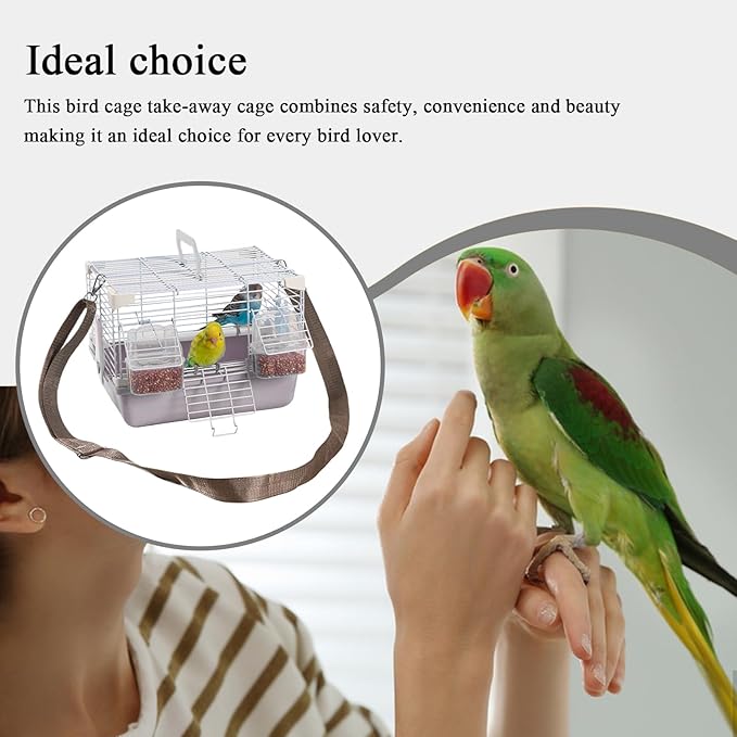 Small Bird Carrier - Heavy Duty Travel Cage with Comfortable Grip, Compact Ventilation Structure, Sturdy Locking Door System, Breathable Design | Portable Pet Enclosure for Peony Parrots, Pearl