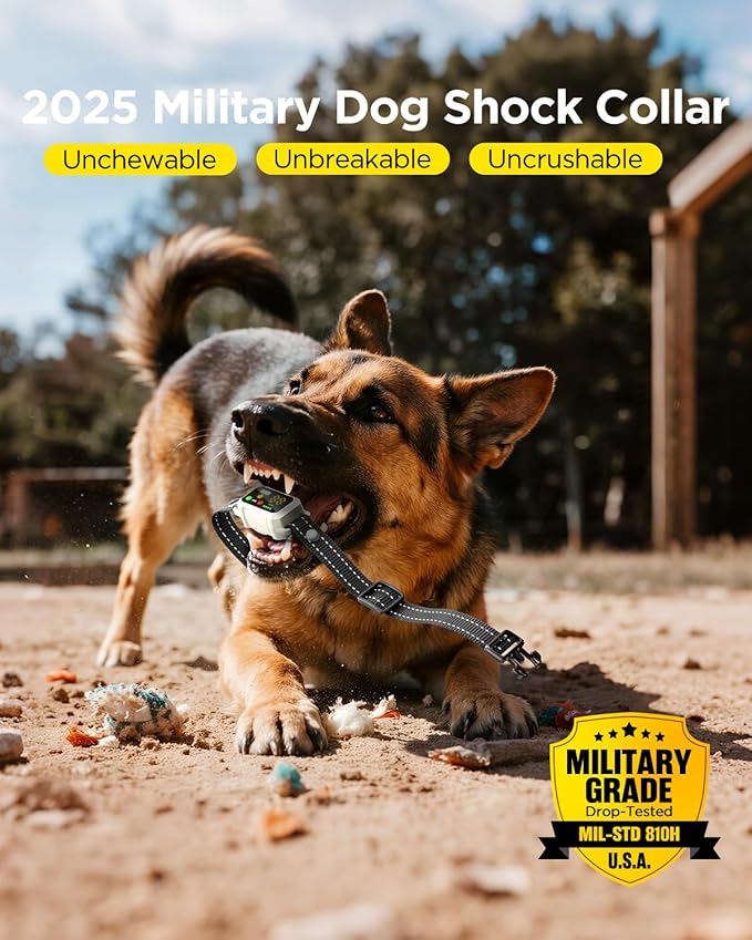 BLACKDOG Military Dog Shock Collar - 4200ft Dog Training Collar with Remote, 4 Training Modes, Flashlight & Strobe, 3-Month Battery, IP67 Waterproof Dog E Collar for All Breeds 5-150lbs (Beige)