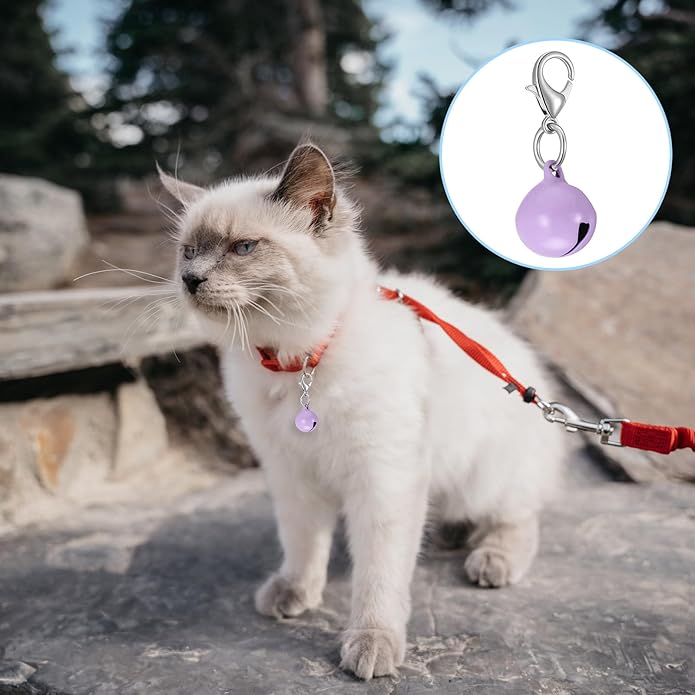 28Pcs Pet Bells for Dog Cat Collar Colourful Pet Small Bells with Clasps Dog Cat Collar Charms Pets Pendant Accessories Stainless Steel Keychain Loud Crisp Sound for Animal Christmas Decoration