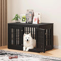 42" Heavy Duty Dog Crate Furniture for Small,Medium and Large Dogs,Rustic Wooden Dog Cage Kennel Indoor Furniture with Waterproof Top,Decorative Pet House Side End Table (Black)
