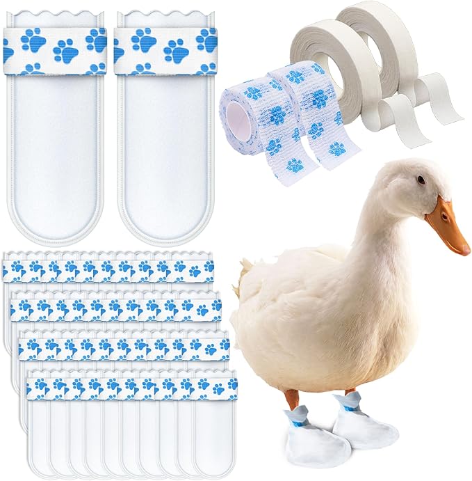Disposable Boots for Real Duck Feet, Bumble Foot for Duck Supplies with Bandage, Large Size (Blue, 40 PCS)