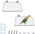 2 Pack Parrot Perch Platform,7.9x5 in Stainless Steel Shelves for Bird Cage,Flat Platform Training Stand Small Animals Cage Accessories, Lovebirds,Parakeets,Budgies, Conures, Cockatiels