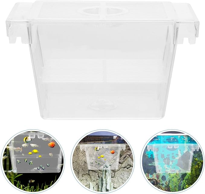 HANABASS Aquarium Fry Box and Fish Breeding Hatchery Incubator with Air Circulation, Small Isolation Box for Fish Tank Suitable for Betta and Shrimp Breeding