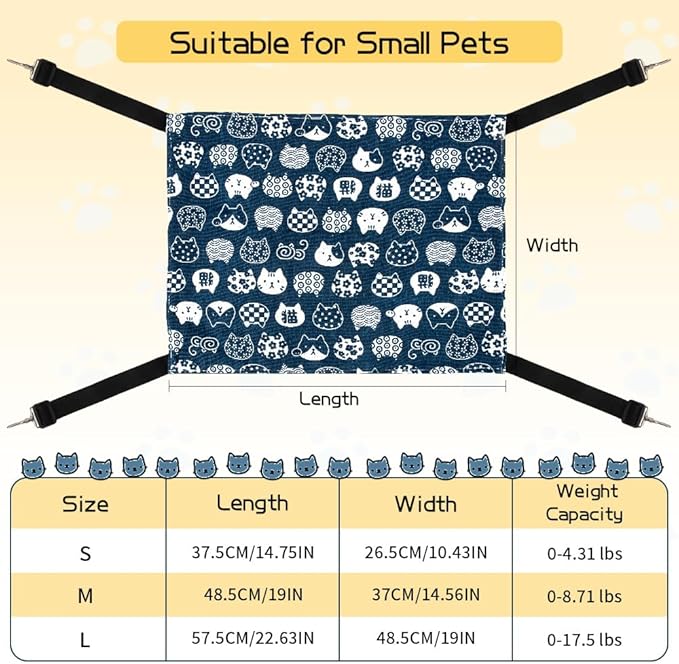 Cat Hammock & Cage - Indoor Cat & Ferret Enclosure with Dog & Chinchilla Hammock Accessories