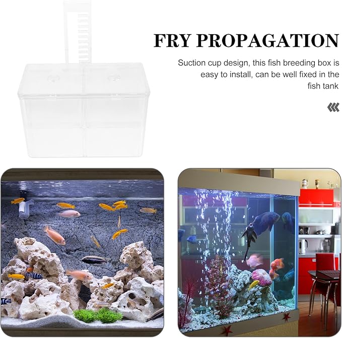 BESPORTBLE Fish Breeding Hatchery Box with Hooks, Aquarium Isolation Nursery Tank, Dual-Chamber Incubator for Tropical Fish Fry and Guppy Breeding in Home Aquariums