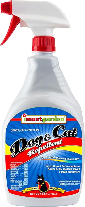 IMUSTGARDEN Dog and Cat Repellent: All Natural Spray to Stop Chewing and Repel from Yards, Plants, and Gardens – 32oz Easy Spray Bottle