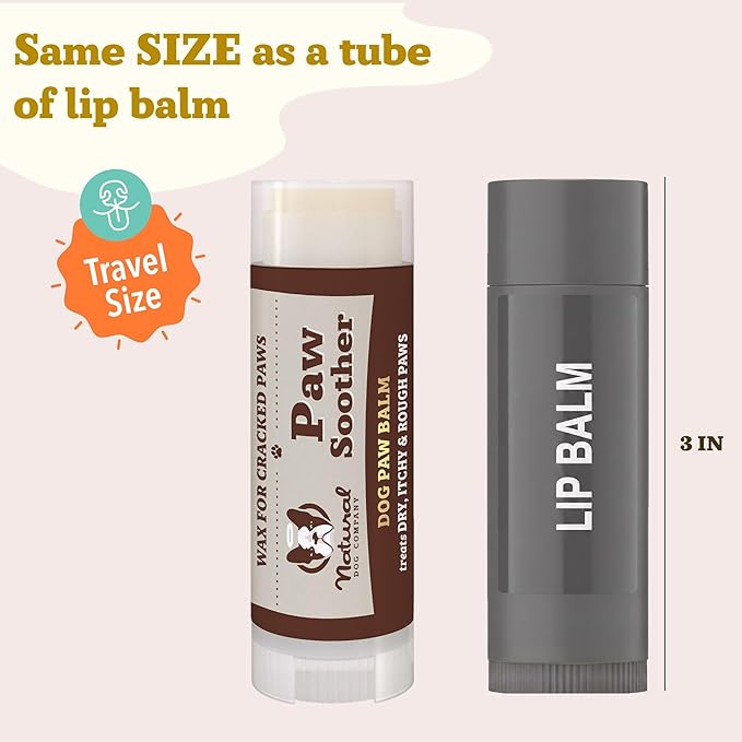 Natural Dog Company Paw Soother Balm & Wax - Dog Paw Balm & Moisturizer for Dry, Cracked Paw Pads, Helps Moisturize & Condition Winter-Worn Paws, Coconut Oil & Calendula, Daily Paw Care, 0.15 oz Stick