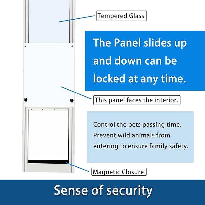 Extra Large Dog Door for Sliding Glass Doors, Adjustable Height 91.73"-97.64",No-Cut Easy Installation,Magnetic Closing Curtain.