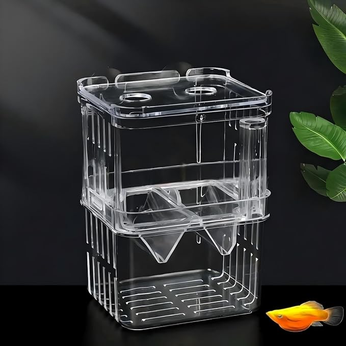 Aquarium Fish Breeder Box Hatchery Incubator,Multi-Functional Acrylic Breeder Isolation Box Hatching Incubator Box for Fish Fry Betta Fish Shrimp and Little Turtle