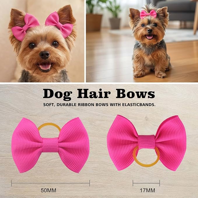 Dog Hair Bows Puppy Hair Bows Small Mini Rubber Bands Pet Grooming Accessories 60pcs (30 Pairs)