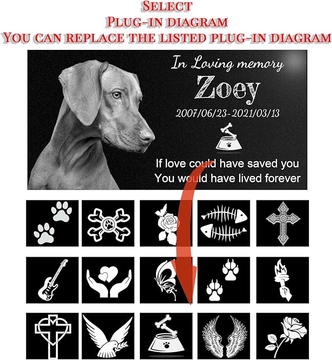 Memorial Stones Personalized,Headstone for Pet Dog, Cat,Animal Outdoor Mini Memorial plaque,Black Granite Memorial Garden Stone Gravestone Markers, Dog Headstone Sympathy Gifts