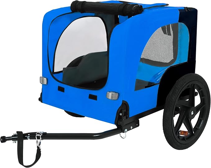 Heavy Duty Dog Bike Trailer with 16" All-Terrain Wheels & Universal Hitch, Foldable Pet/Cargo Carrier for Bicycles, Camping, Hiking
