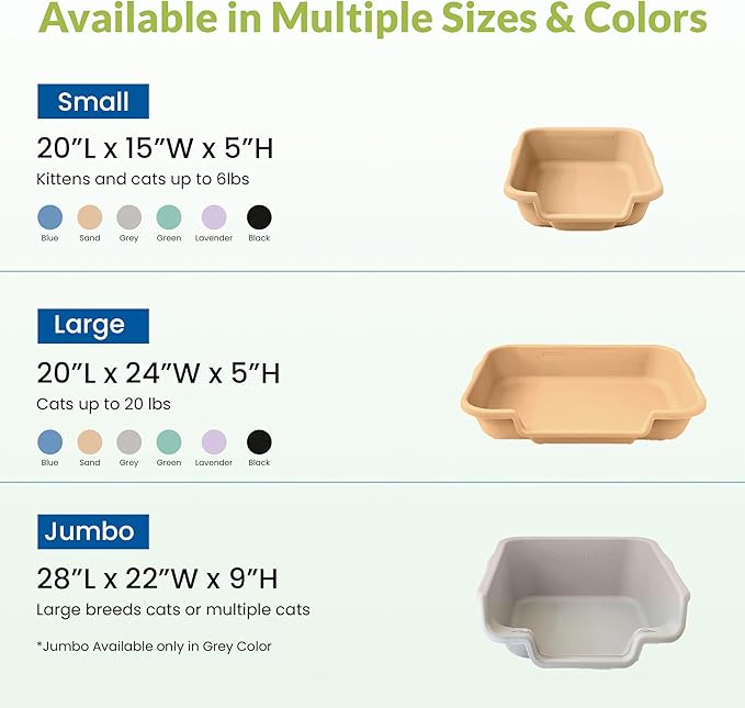 Dog Litter Box, Beach Sand Color, Large Size, Durable & Pet Safe Puppy Litter Box, Indoor Open Top Entry Dog Litter Pan, Comfortable for Dogs, Great for Dogs up to 20 lbs