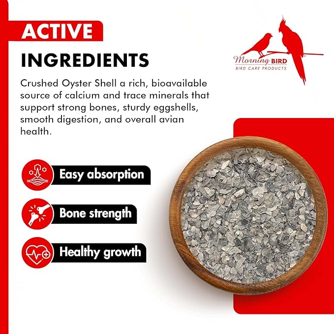 Morning Bird Oyster Shell for Birds 4.5 lbs (3-Pack, 1.5 lbs Each) – Natural Calcium Supplement – Sustainably Harvested from California Coast – Easy to Mix – Safe Year-Round Bird Food Additive