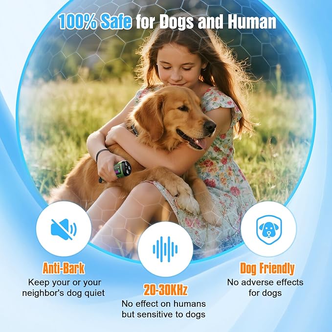 Dog Bark Deterrent Devices, 3X Anti Barking Device for Dogs Ultrasonic Dog Training, Up to 50FT Bark Control Barking Silencer, Correct Bad Behavior Indoor Outdoor Portable Dog Barking Stopper (Green)