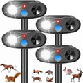 Solar Ultrasonic Animal Repeller Racoon Sonic Fortress Pro Cat Repellent Outdoor, Dog Repellent for Yard with Motion Sensor&Flash Light to Scare Deer Rabbit Coyote Squirrel Out of Garden Farm(4Pack)