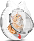 Cat Door with 4 Way Lock, Cats Doors for Interior Exterior Gate, Weatherproof Magnetic Pet Door for Cats and Small Dogs, Cat Flap Doors, Easy to Install, 7.5" x 7.5" Inner Frame (White)