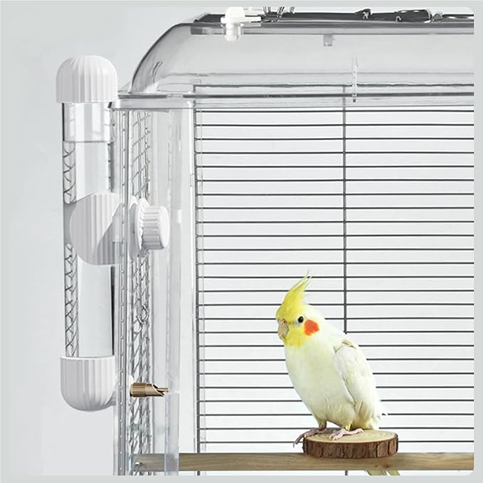 9.4 Fl Oz Bird Water Feeder No Mess Bird Cage Suspended Automatic Water Dispenser Parakeet Cockatiel Finch Lovebirds Budgies Canary (White, 9.4 fl oz (280ml))