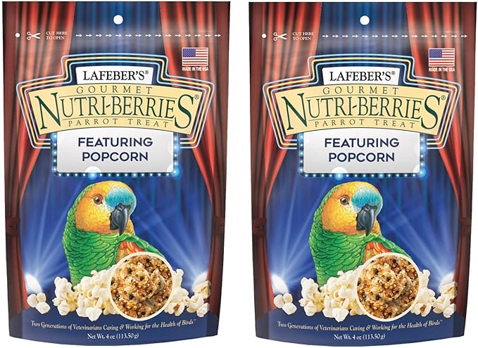 LAFEBER'S Popcorn Nutri-Berries, for Parrots, 4 oz Bag (Pack of 2)