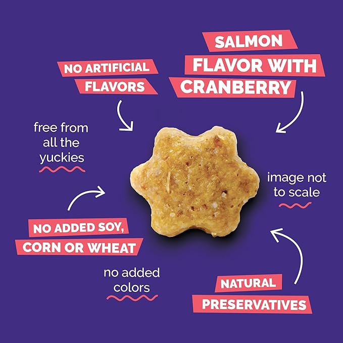 Fruitables Cat Treats - Healthy Low Calorie Crunchy Cat Treats - Packed with Protein, Limited Ingredients - Made with Real Salmon & Cranberry 2.5 oz (5 Pack)