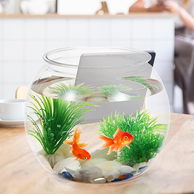 Large Round Fish Tank Desktop Aquarium Bowl Plastic Multi-Function Goldfish and Betta Tank Office Decoration for Home and Desk Use