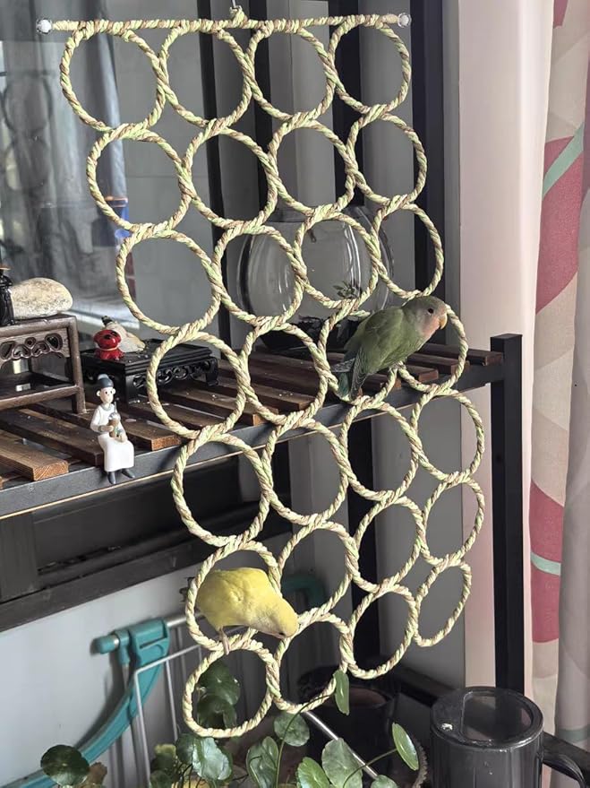 1 Pack Small Pet Rope Toys,Bird Rope Perch Climbing Net Ladder Hanging Hammock for Parrot (Parakeet/Cockatiel/Cockatoo/Macaw/Conure), Rat, Hamster, Mouse, Ferret (1Pcs)