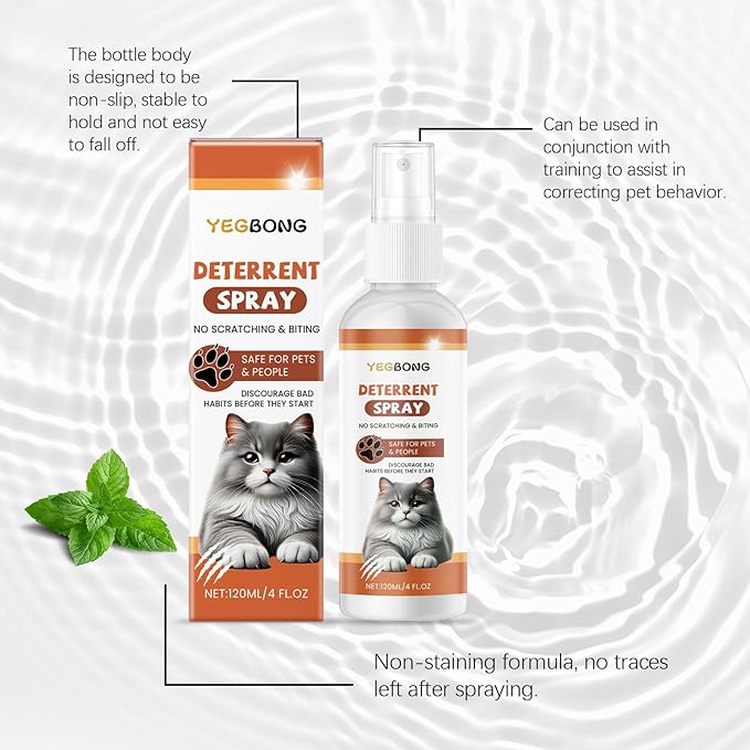 Cat Deterrent Spray - Natural Safe Premium Cat Spray Deterrent for Cats and Kittens, Cat Dogs Scratch Deterrent Training Aid Indoor and Outdoor for Furniture, Sofas, Curtain - 8.46 oz