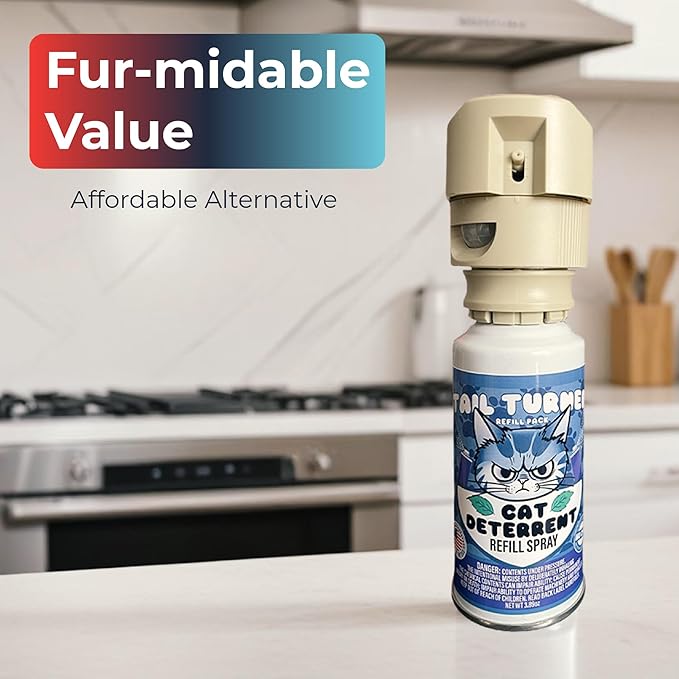 Tail Turner Cat Deterrent Spray Refill Pack - Motion-Activated Cat Deterrent Spray Compatible with SSSCAT Spray System - Safe, USA-Made Pet Training Solution for Problem Areas (1 Pack)