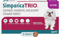 Simparica Trio (sarolaner, moxidectin, and pyrantel chewable Tablets) Chewables for Dogs, 6 mg/tab, 5.6-11 lbs, (Purple), 1 Tablet
