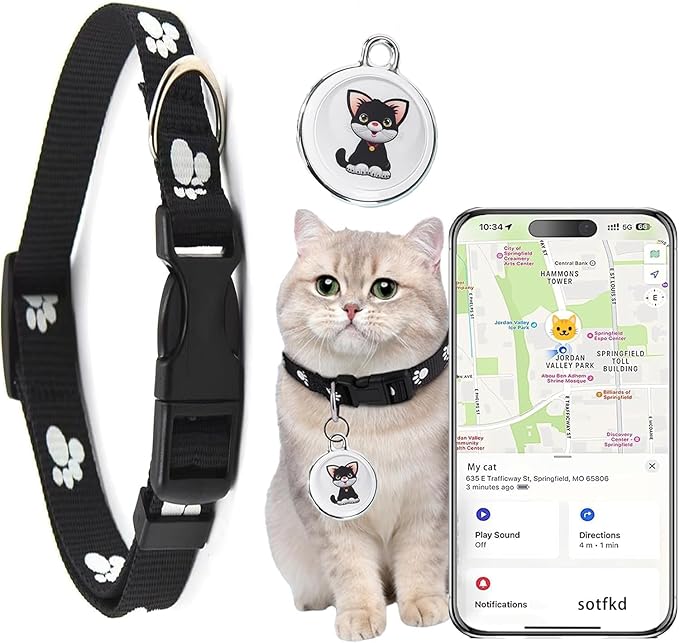 Cat Tracke Collar-Cat GPS Tracker-GPS Tracker for Cats| Android and iOS Universal | No Monthly Fee | Waterproof | Works with Any Collar