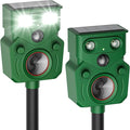2 Packs Ultrasonic Animal Repeller Solar Powered, Cat Repellent Outdoor with Motion Sensor, Waterproof Deer Deterrent with LED Flash Light, Effective Repels Invasive Animal for Raccoon, Skunk, Dog