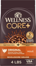 Wellness CORE+ Adult Dry Dog Food with Freeze Dried Pieces, Wholesome Grain Kibble+, Natural, High Protein, Turkey and Chicken Recipe, 4 lb Bag