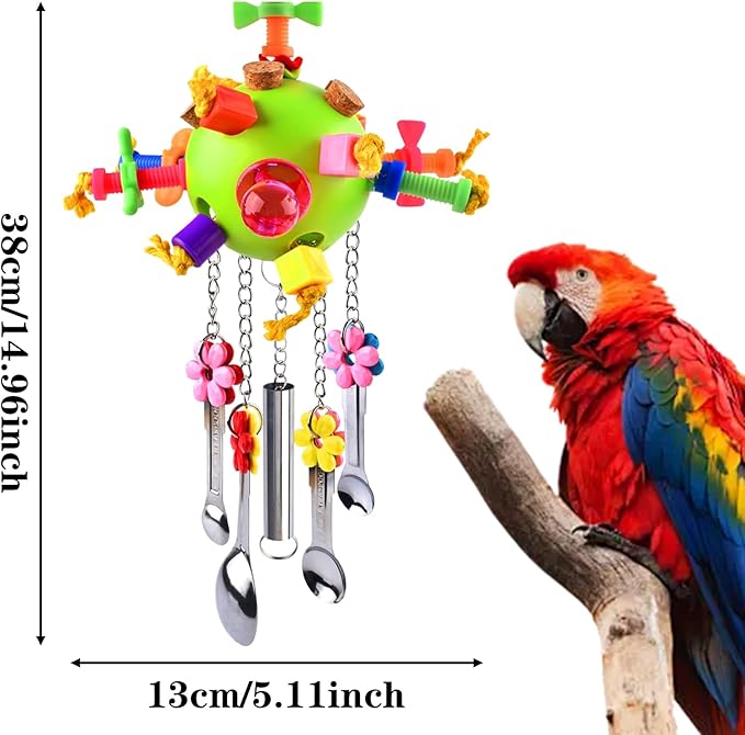 LWINGFLYER Bird Toys, Parrot Pull Spoons Toys Bird Chew Toys for Medium and Large Parrot, African Grey, Caique, Quaker, Small Cockatoo, Mini Macaw, Parrots Small to Medium Birds