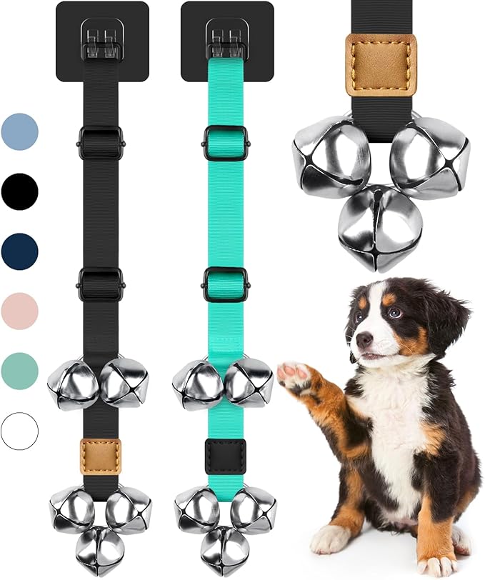 COOYOO 2 Pack Dog Doorbells, Adjustable Potty Training Dog Bells, Upgraded for Training Your Puppy The Easy Way, Premium Quality Housetraining Hanging Bell-5 Extra Large Loud 1.5 DoorBells