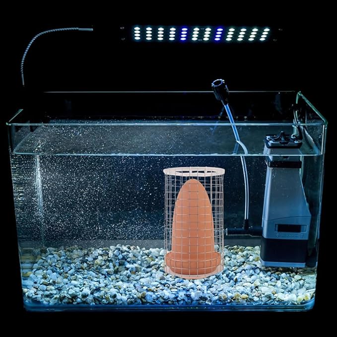 POPETPOP Fish Breeding Box with Ceramic Spawning Cones, Medium Size Breeding Tank with Protective Isolation Net and Lid for Angelfish, Discus, Shrimp Hatchery in Aquarium