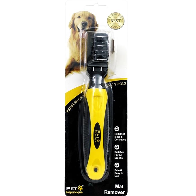 Pet Republique Dematting Tool for Dogs – Matt Splitters for Dogs, Cats, Rabbits, Long Haired Breed Pets – Effective Mat Remover, De-Matting Comb, or Dematter - Rake Super-Sharp Teeth Design