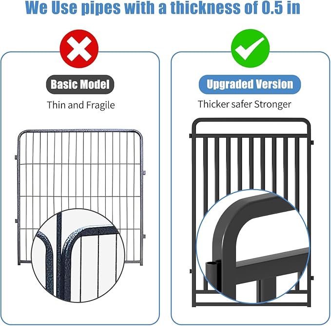 New Thickened Version Dog Playpen, 40 Inch Dog Fences for The Yard, Portable Outdoor Dog Playpen for Large/Medium/Small Dogs, Foldable Metal Dog playpen, with Doors (24 Panels, 40 Inch)