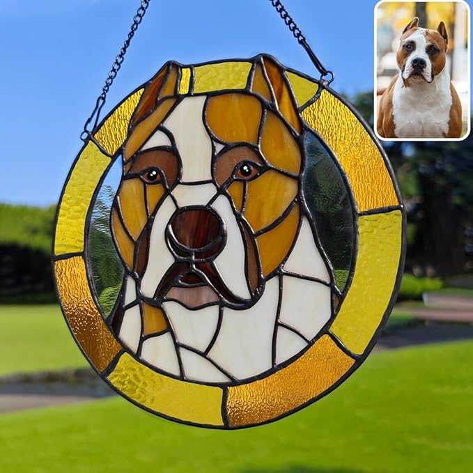 Custom Dog Portrait Stained Glass Catcher, Pet Memorial Stained Glass Photo Catcher, Staineds Glass Dog Memorial, Loss of Dogs Sympathy Gift Personalized, Pet Loss Gifts /13