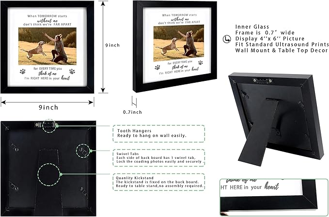 KCRasan Pet Memorial Picture Frame, Sympathy Loss Gift, Dog Cat Remembrance Keepsake Tribute