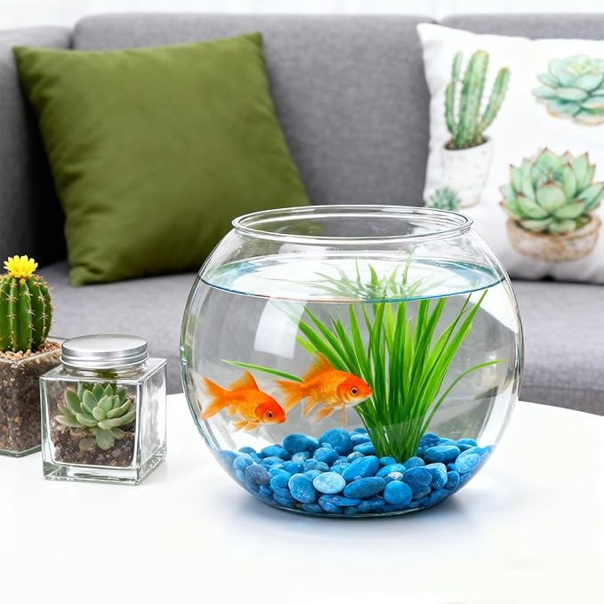 Clear Glass Fish Bowl - Shatter Resistant Aquarium Container, Decorative Water Vessel, Sturdy Elegant Design, Easy Cleaning Setup, Table Centerpiece Accessory, Indoor Party Display, Home Event Decor