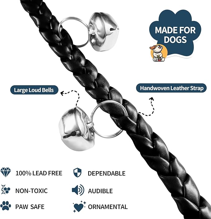 Dog Doorbells for Potty Training, Poly Urethane Puppy Door Bells, Hand-Woven Dog Bells for Dog Training, Extra Loud Bells for Door Knob, Ring to Go Outside Doggie Pet Supplies.